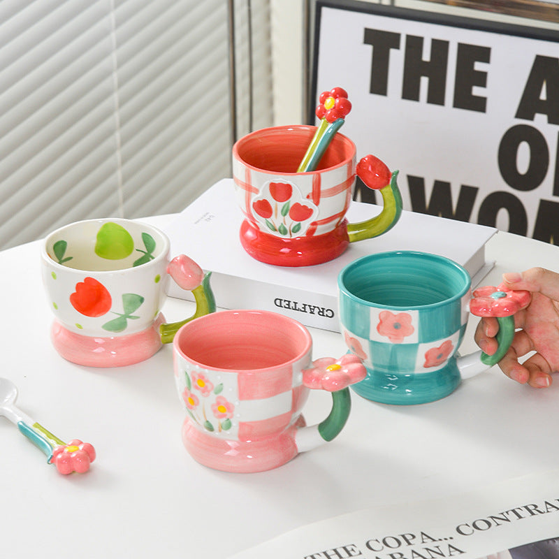 Hand Painted High Color Three-dimensional Relief Mug Ceramics