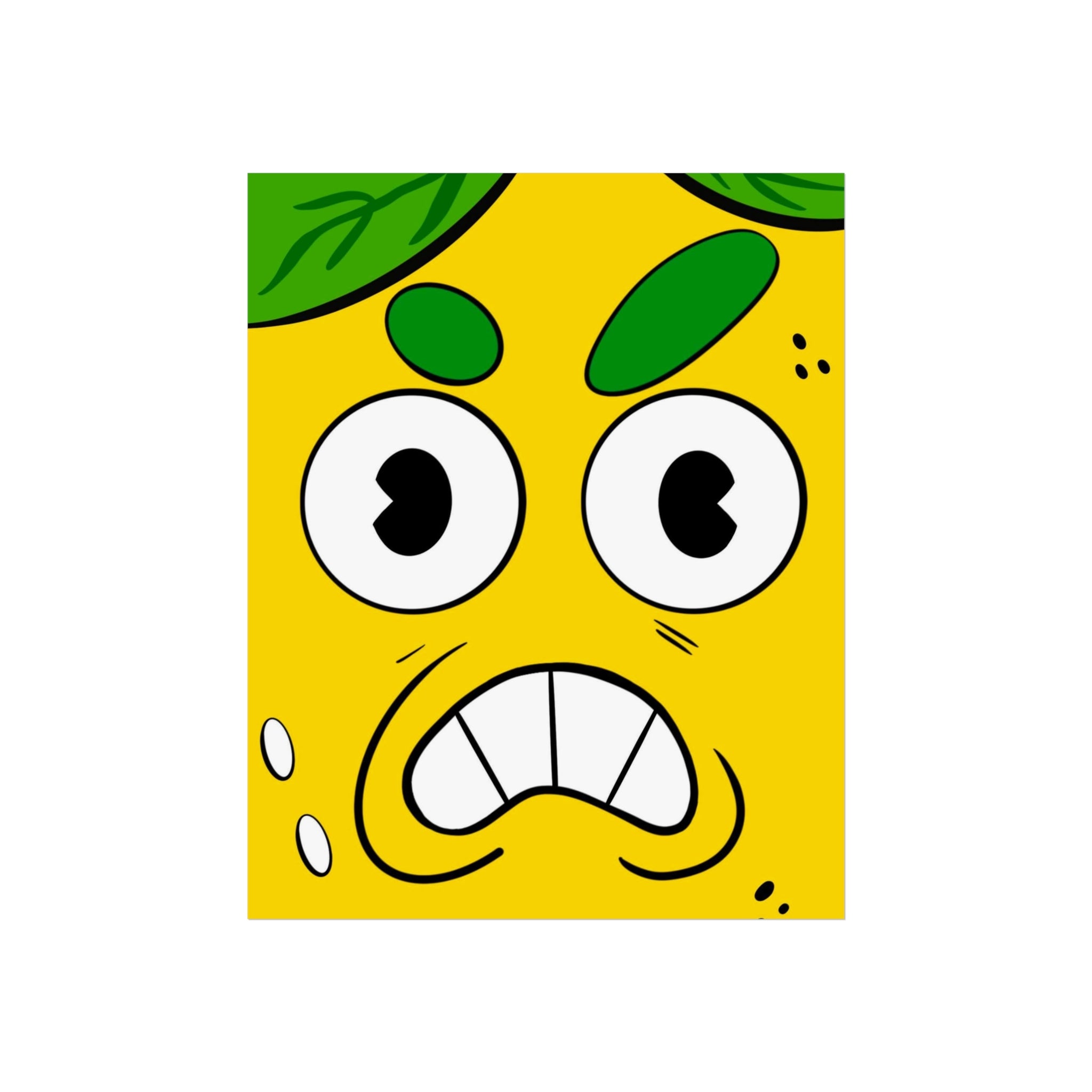 Lemon Face Art Poster — Quirky Yellow Citrus Wall Print