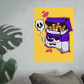 Cigarette Pack Character Art Poster — Retro Purple Street Art Print