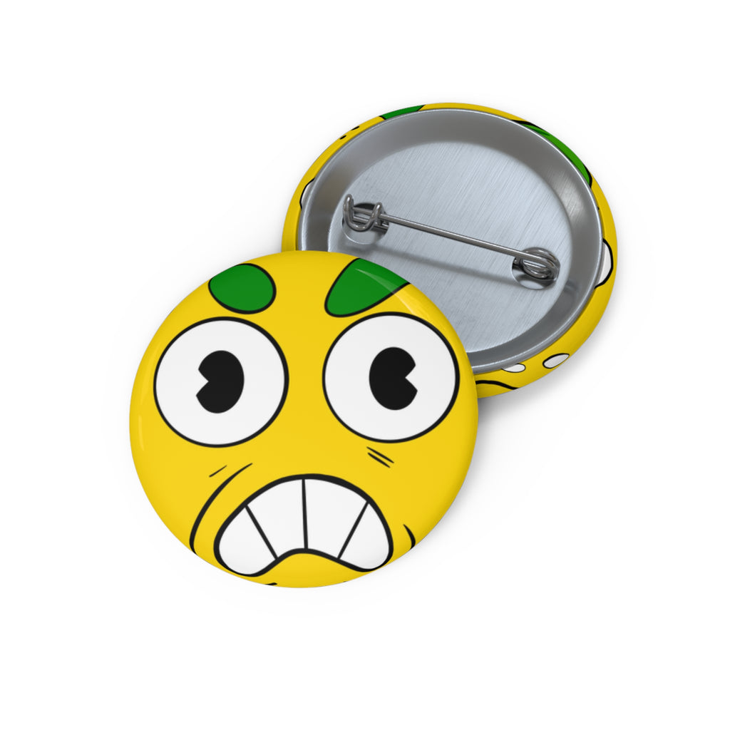 Emo Citrus Face Pin Button – Funny Yellow angry lemon Badge