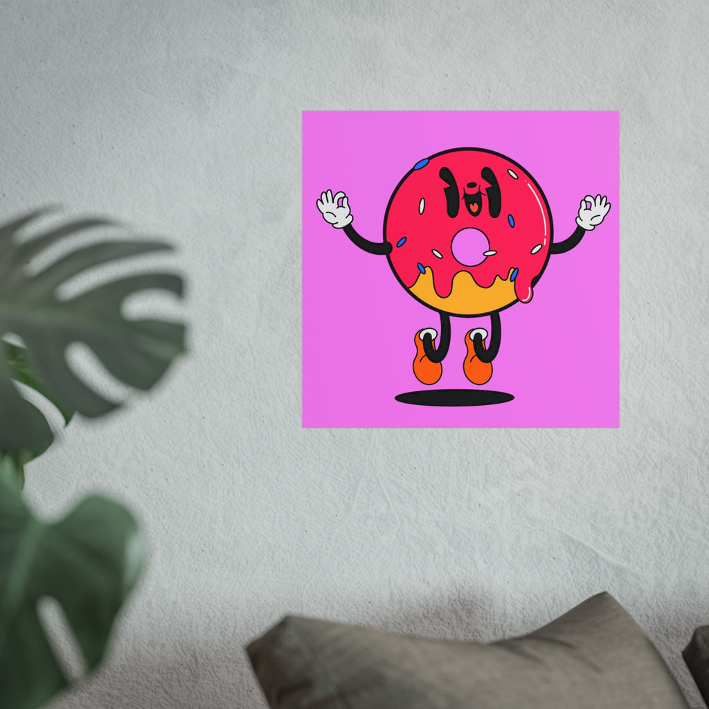 Donut Bounce Fine Art Poster — Cute Pink Sprinkles Wall Art