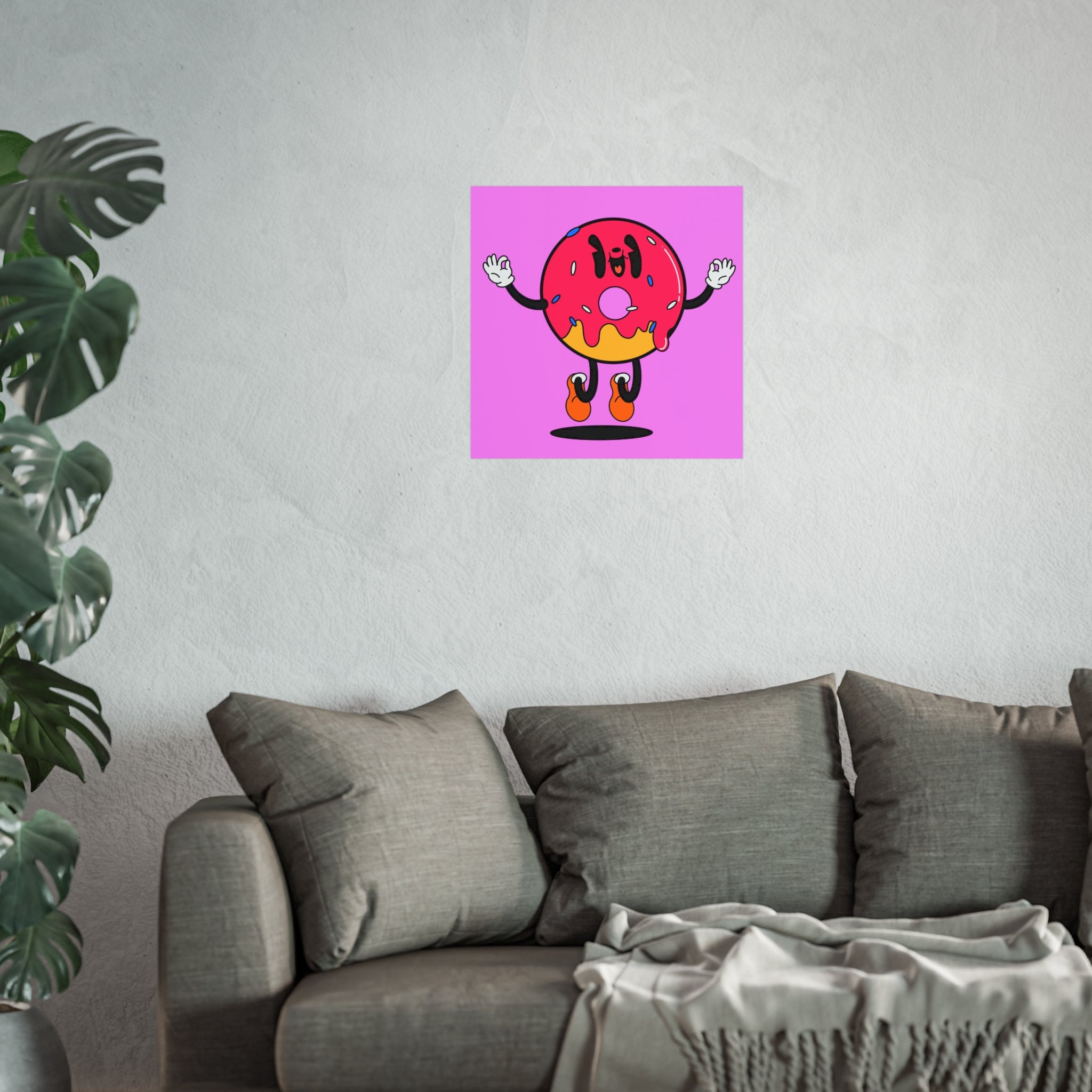 Donut Bounce Fine Art Poster — Cute Pink Sprinkles Wall Art