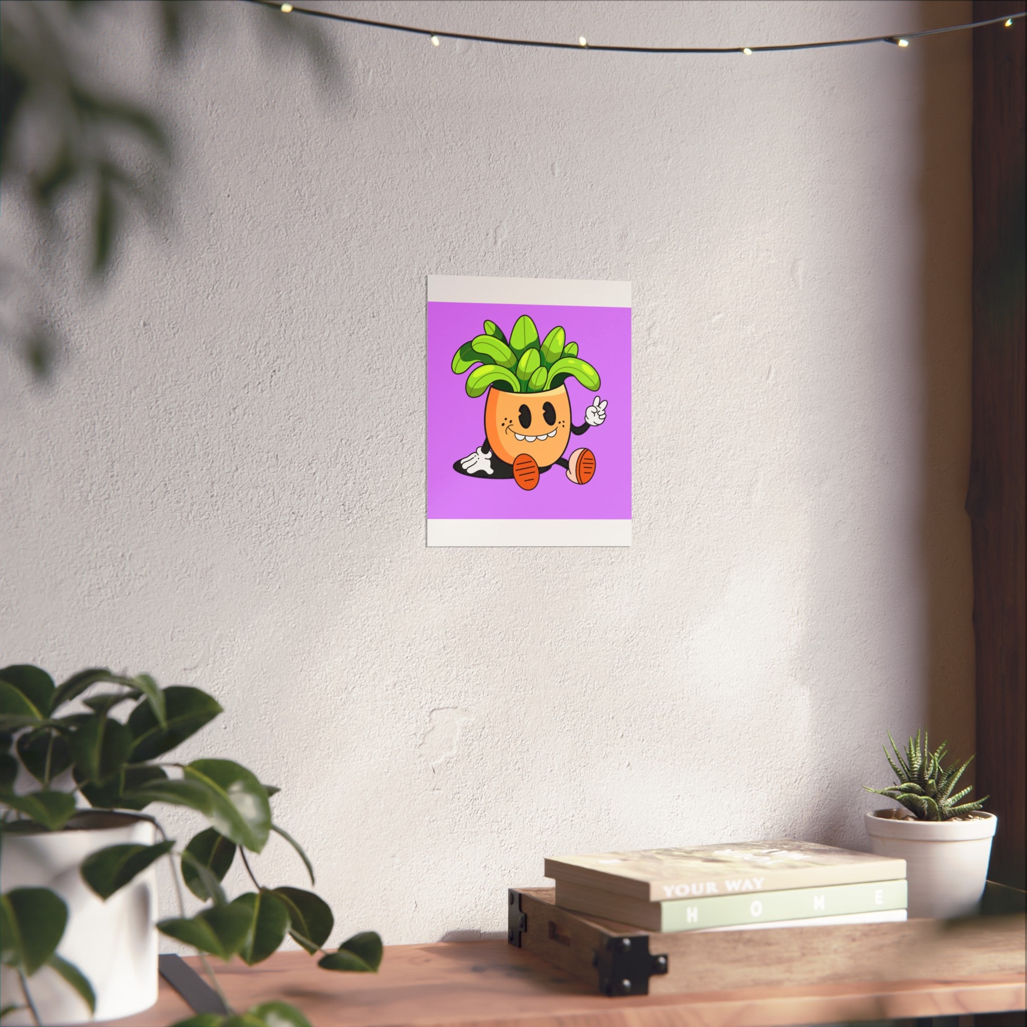 Cute Cartoon Plant Poster — Smiling Potted Plant Art Print