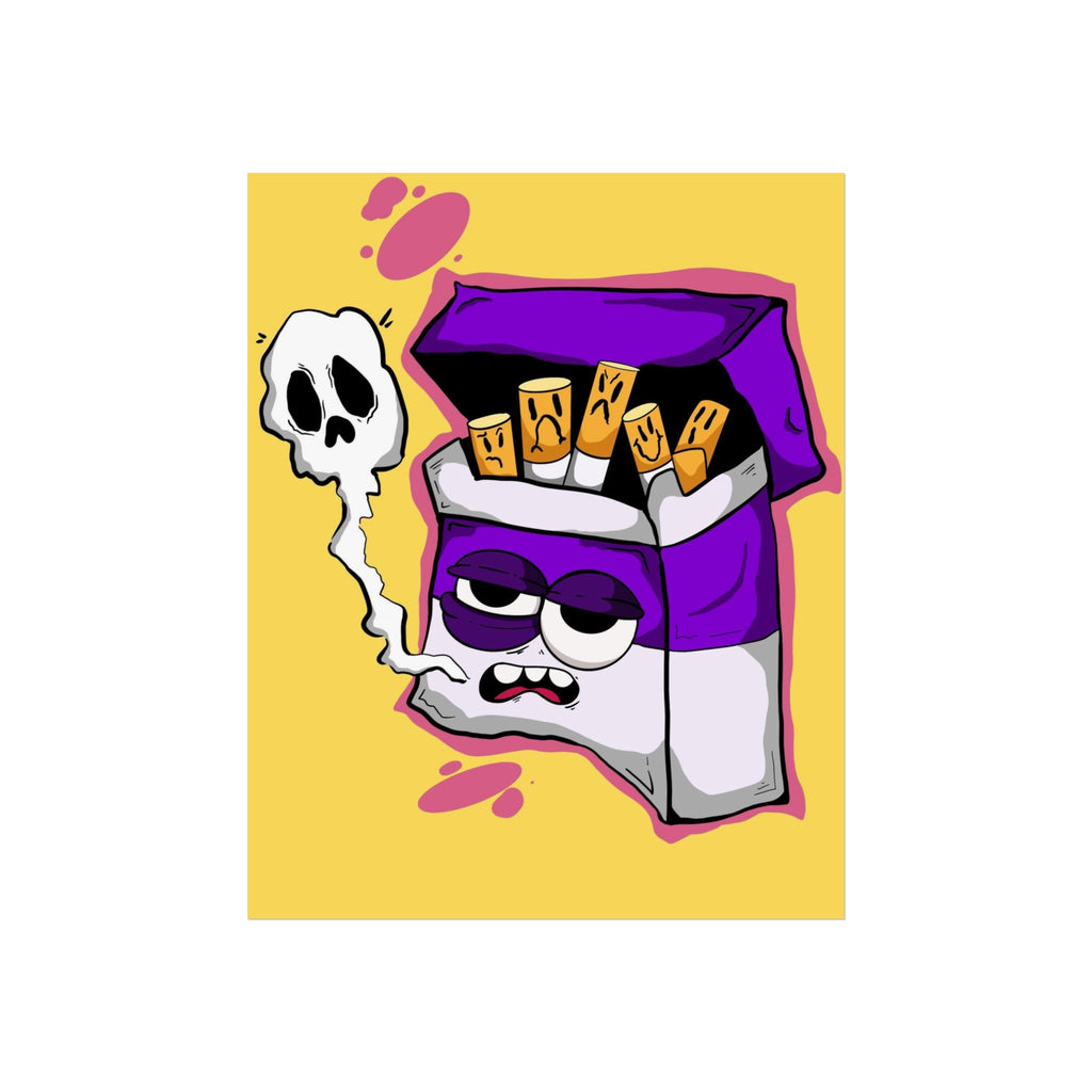 Cigarette Pack Character Art Poster — Retro Purple Street Art Print
