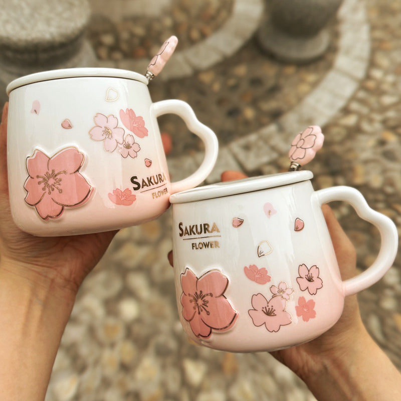 Household Creative Japanese Cherry Blossom Ceramic Cup