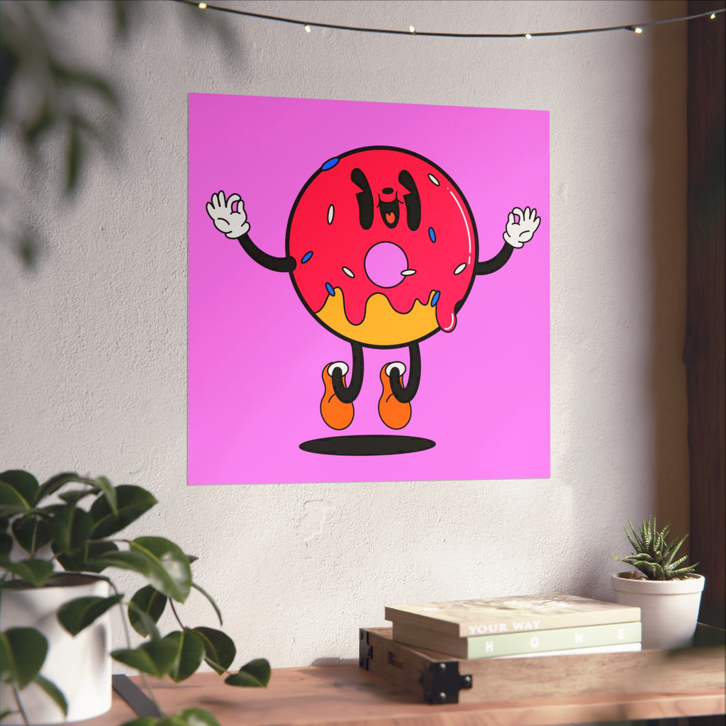 Donut Bounce Fine Art Poster — Cute Pink Sprinkles Wall Art
