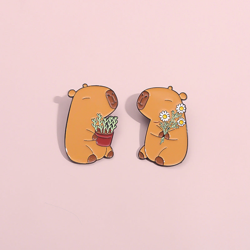 Cute Cartoon Capybara Brooch In A Charming Animal Design