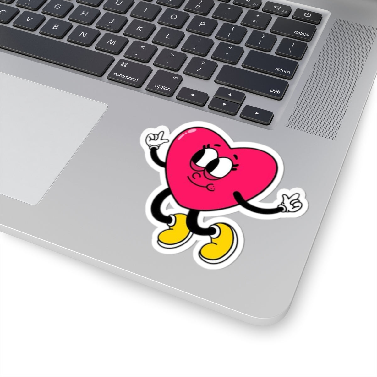 Dancing Heart Kiss-Cut Sticker — Cute Retro Cartoon Sticker for Laptops & Gifts