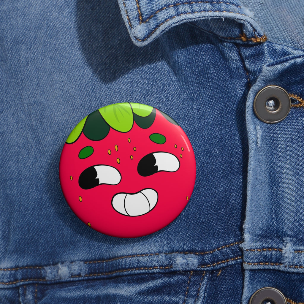 Cute Strawberry Face Pin Button – Kawaii Fruit Enamel Badge