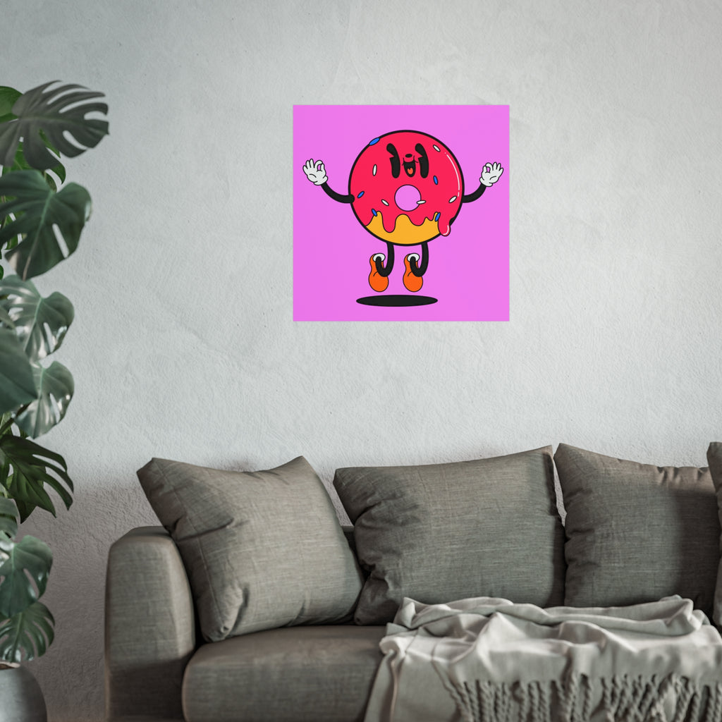 Donut Bounce Fine Art Poster — Cute Pink Sprinkles Wall Art