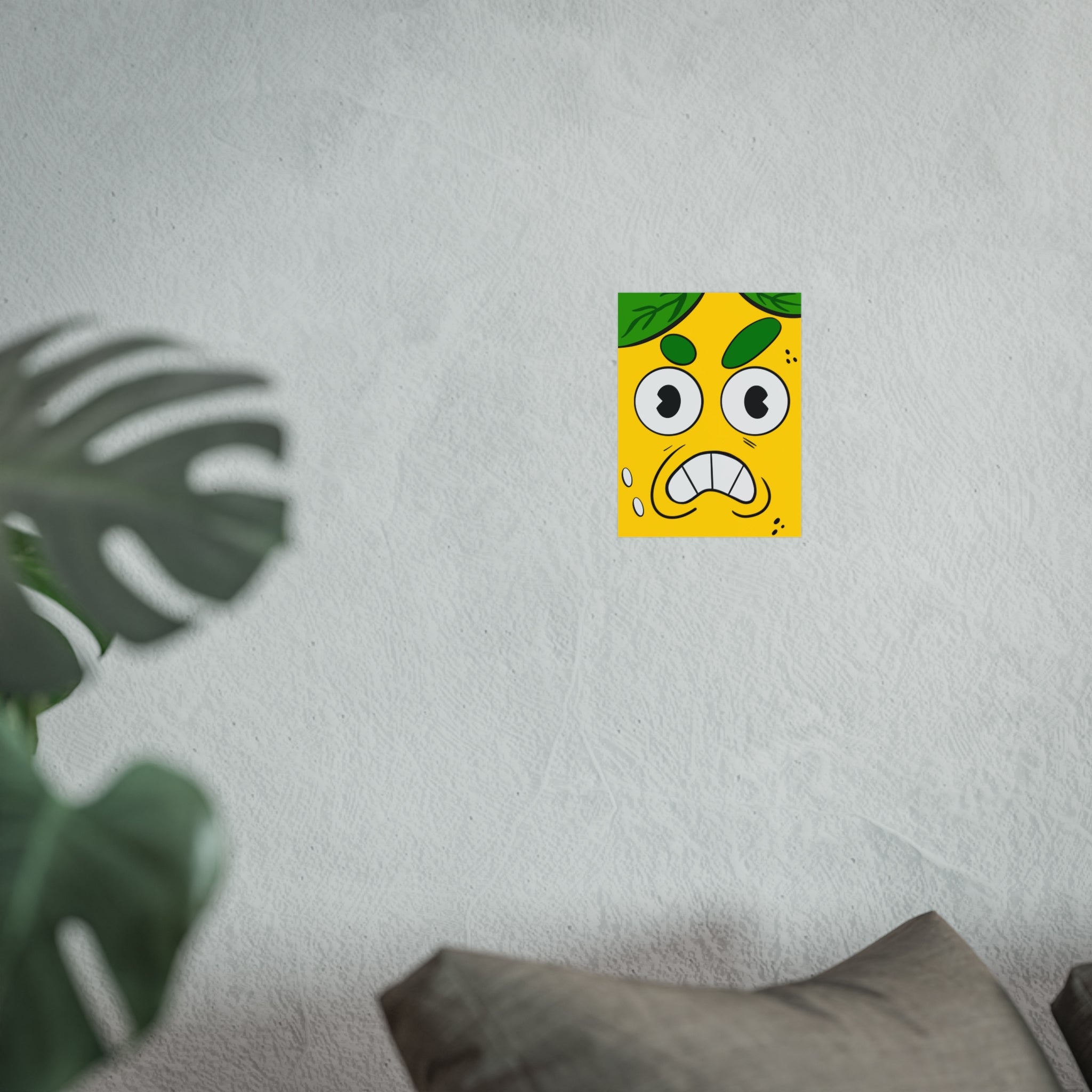 Lemon Face Art Poster — Quirky Yellow Citrus Wall Print