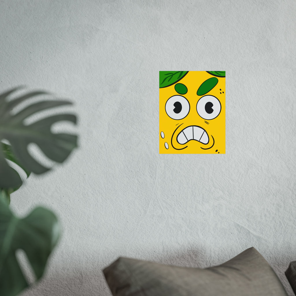 Lemon Face Art Poster — Quirky Yellow Citrus Wall Print
