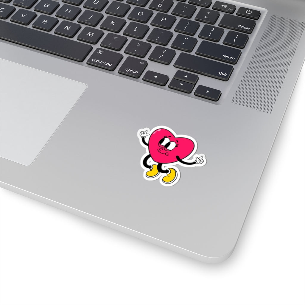 Dancing Heart Kiss-Cut Sticker — Cute Retro Cartoon Sticker for Laptops & Gifts