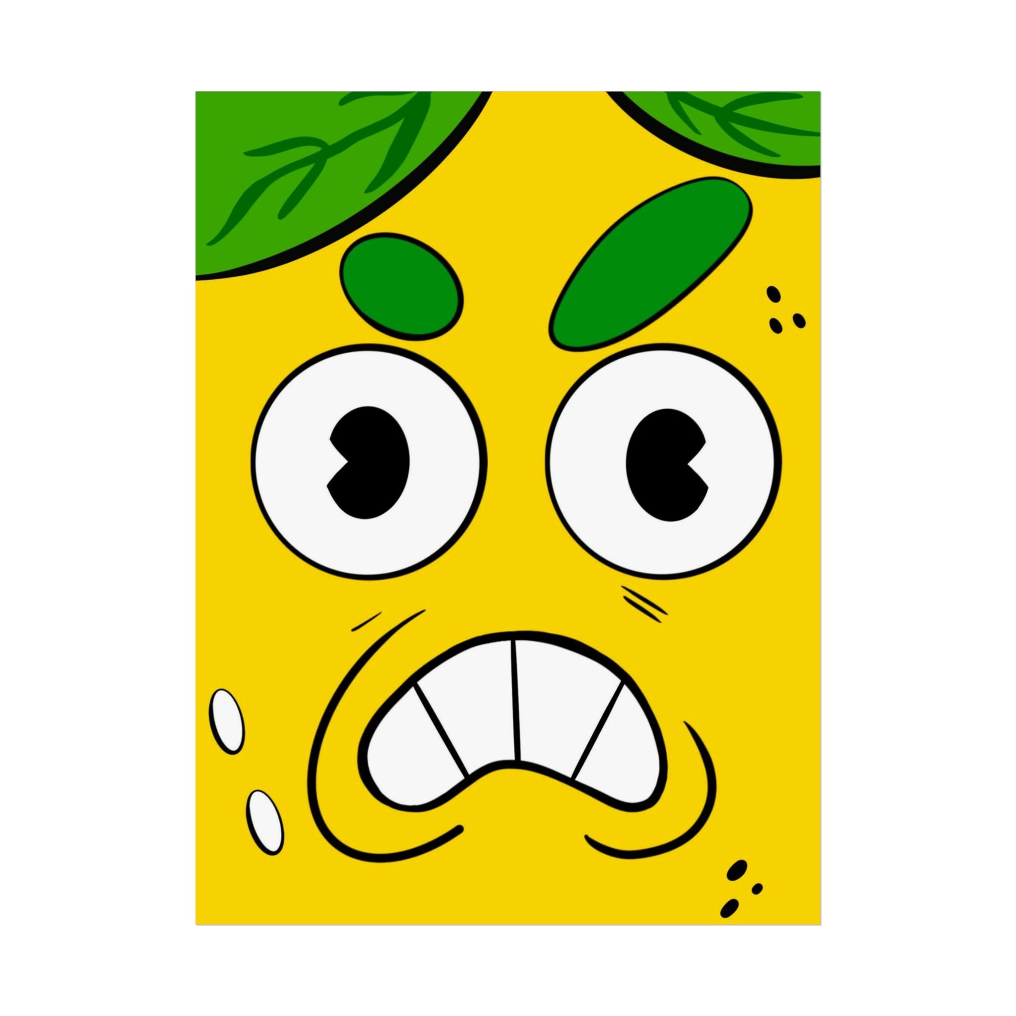 Lemon Face Art Poster — Quirky Yellow Citrus Wall Print