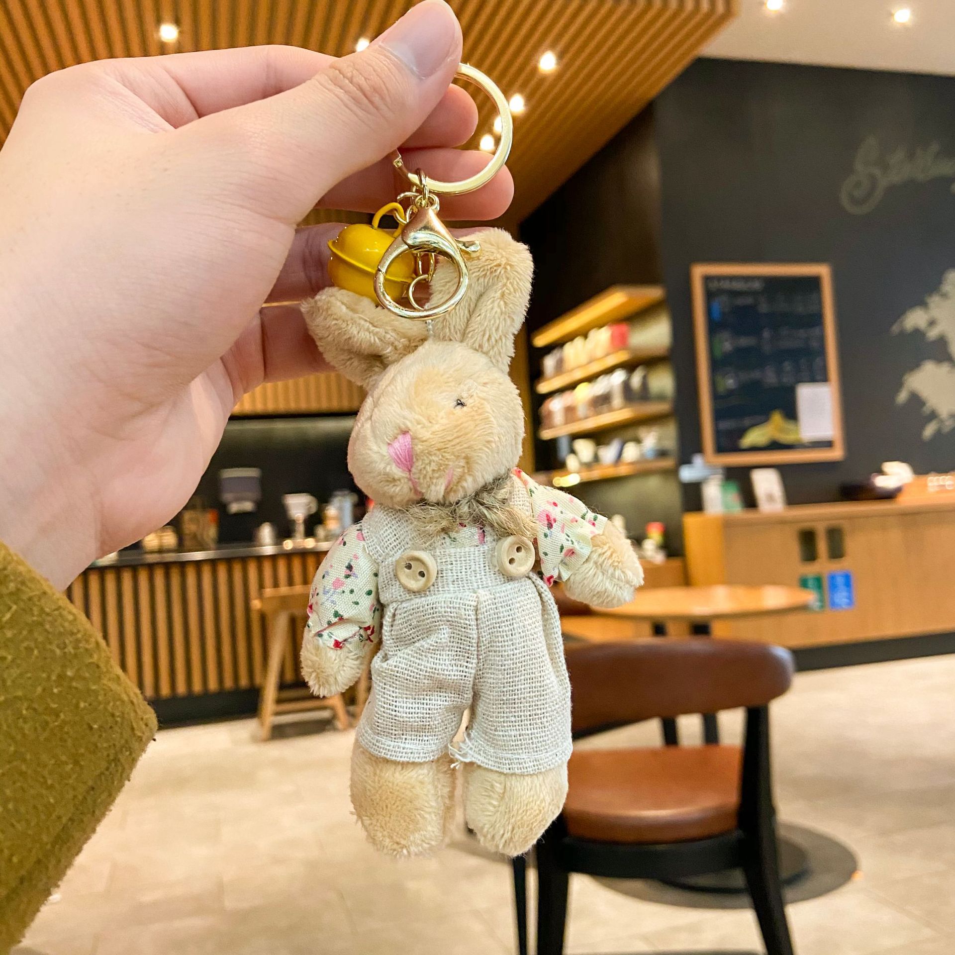 Cartoon Key Button Plush Sackcloth Bear Doll Schoolbag Pendant