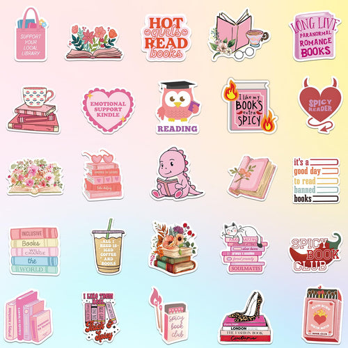 Book Stickers For Kindle, Romance Book Stickers, Aesthetic Bookish Stickers For Adults, Vinyl Decals For Laptops, Water Bottles, Booktok Book Lovers Gifts Scrapbooking Stickers,Amazon Is Banned