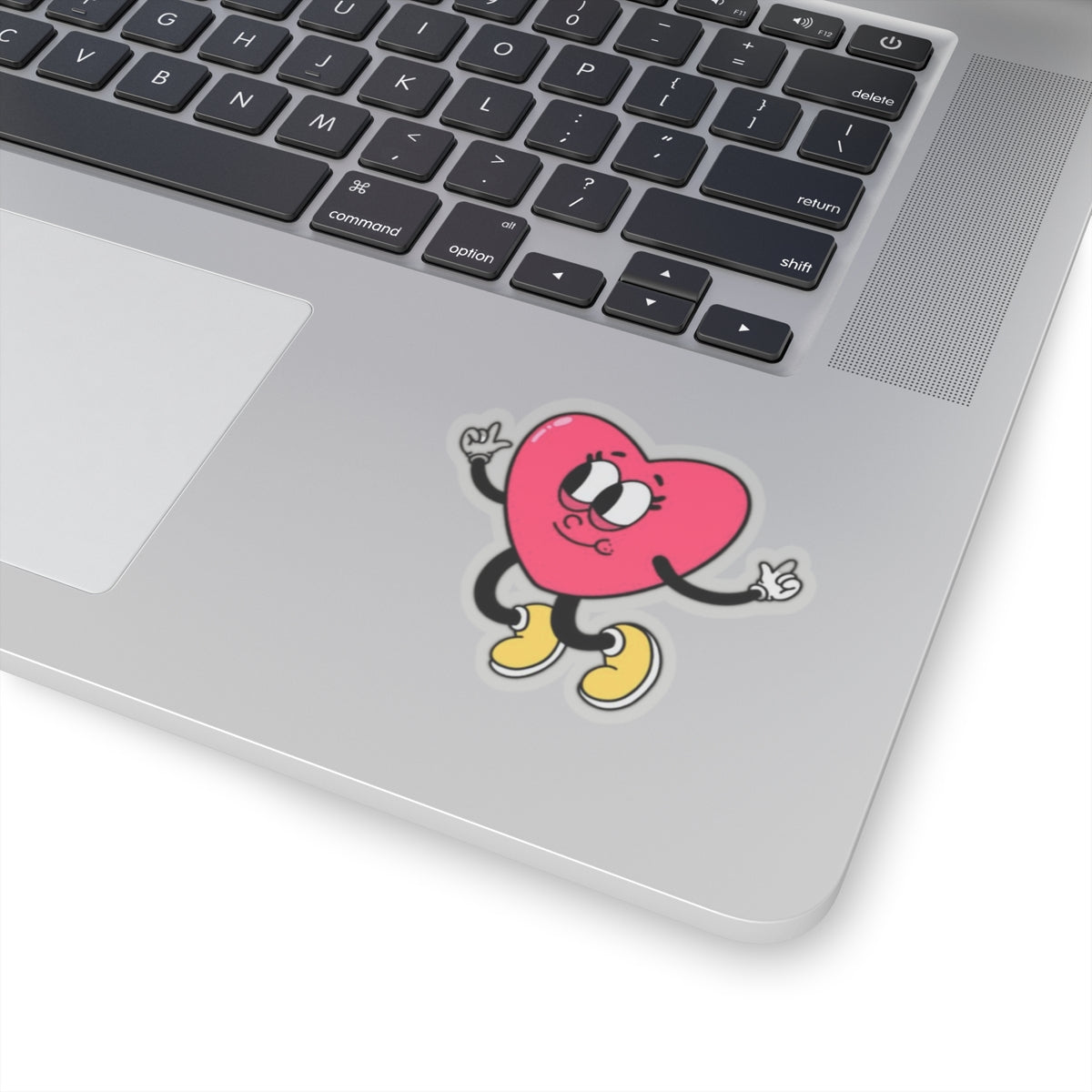 Dancing Heart Kiss-Cut Sticker — Cute Retro Cartoon Sticker for Laptops & Gifts