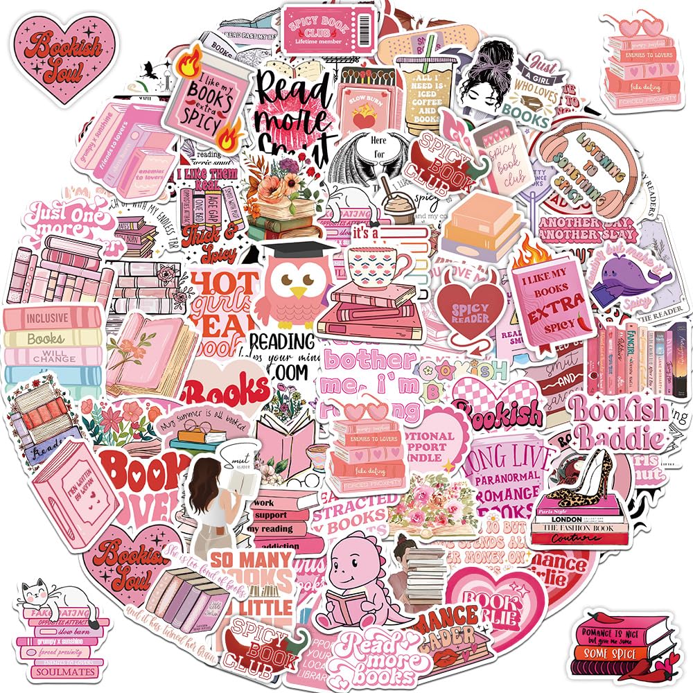 Book Stickers For Kindle, Romance Book Stickers, Aesthetic Bookish Stickers For Adults, Vinyl Decals For Laptops, Water Bottles, Booktok Book Lovers Gifts Scrapbooking Stickers,Amazon Is Banned
