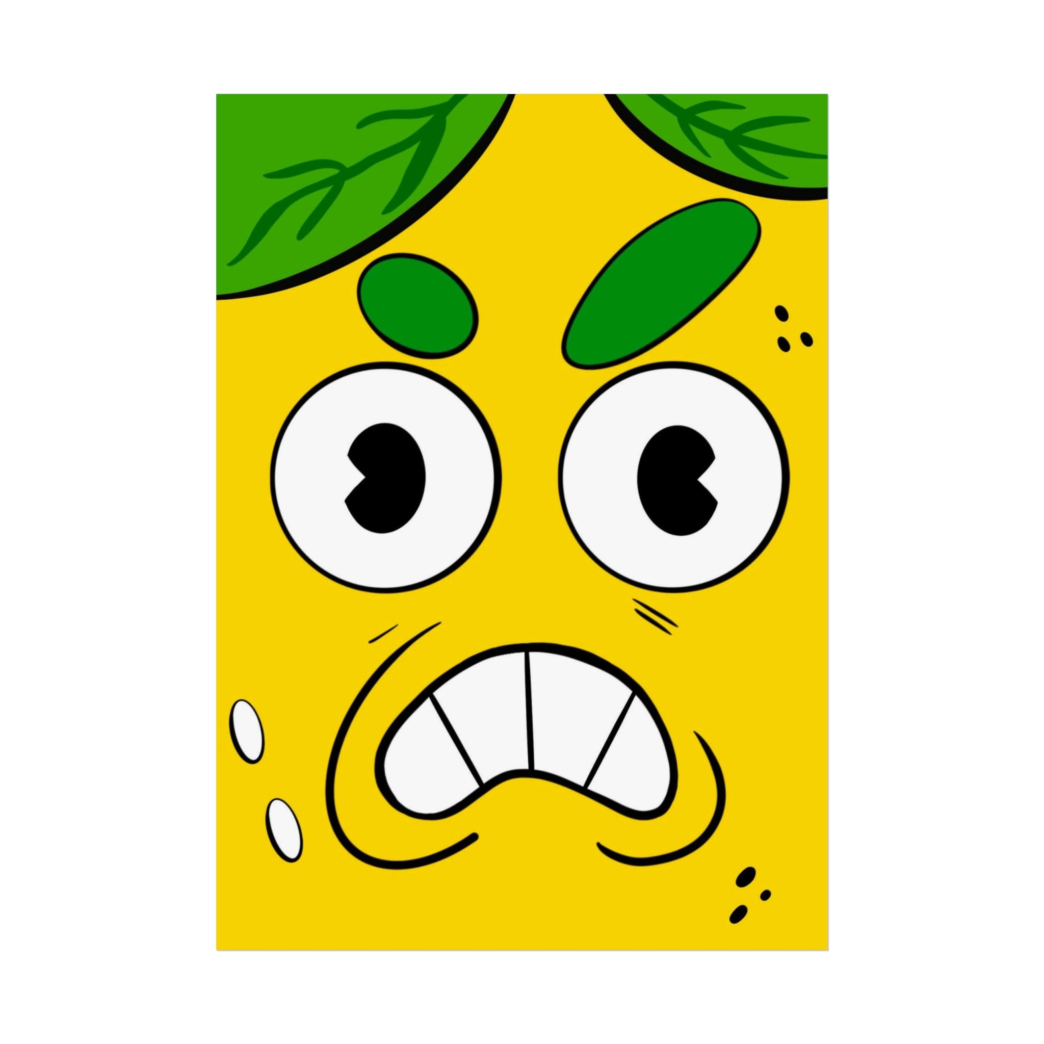 Lemon Face Art Poster — Quirky Yellow Citrus Wall Print