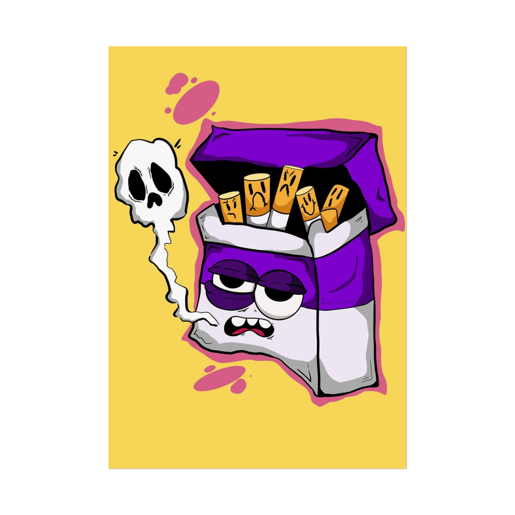 Cigarette Pack Character Art Poster — Retro Purple Street Art Print
