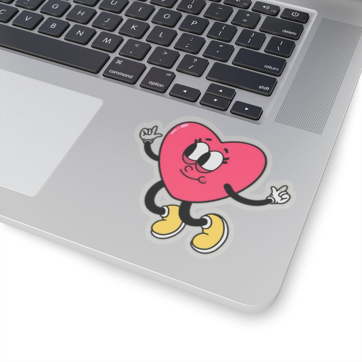 Dancing Heart Kiss-Cut Sticker — Cute Retro Cartoon Sticker for Laptops & Gifts