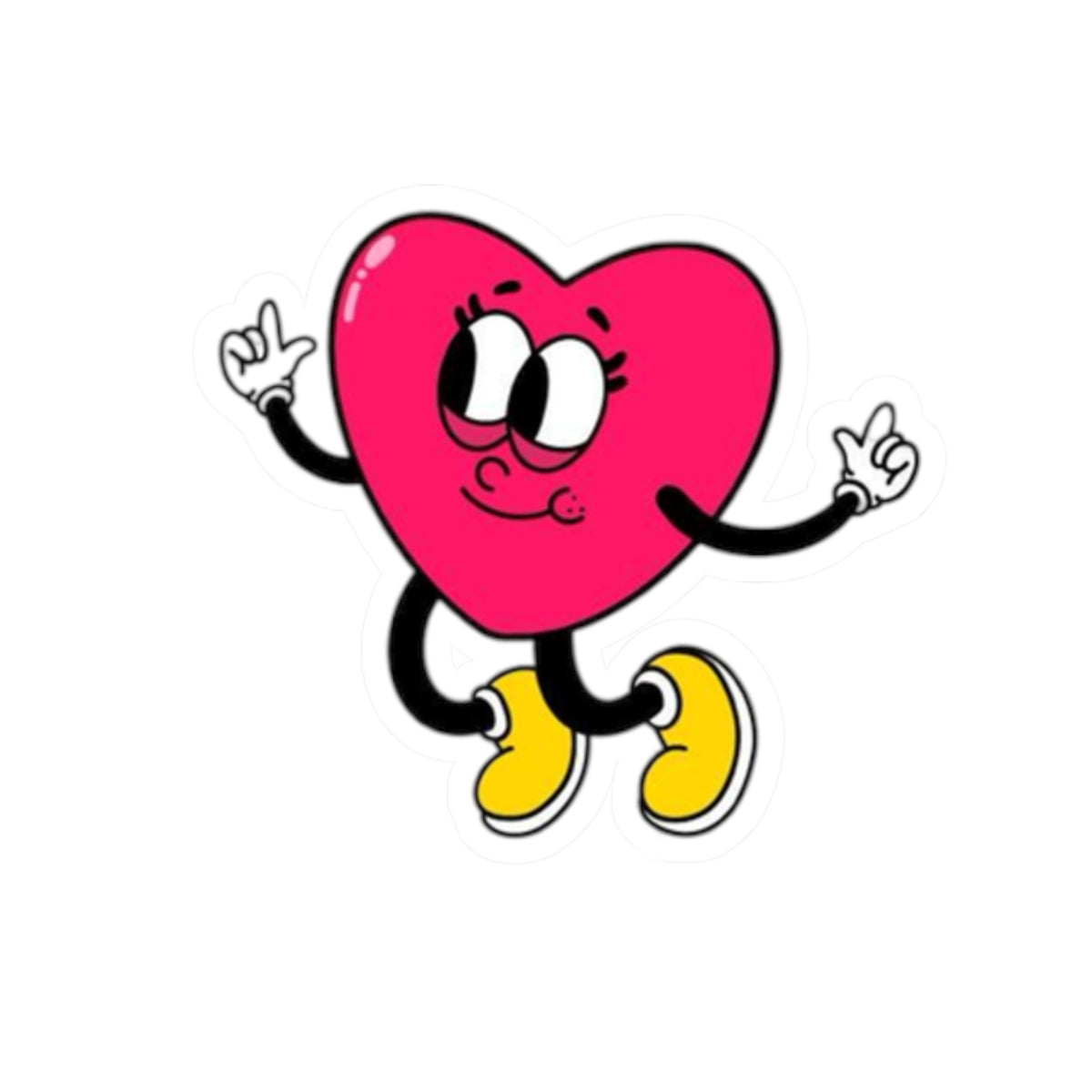 Dancing Heart Kiss-Cut Sticker — Cute Retro Cartoon Sticker for Laptops & Gifts