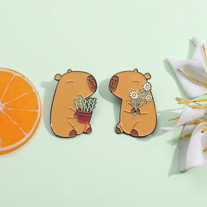 Cute Cartoon Capybara Brooch In A Charming Animal Design
