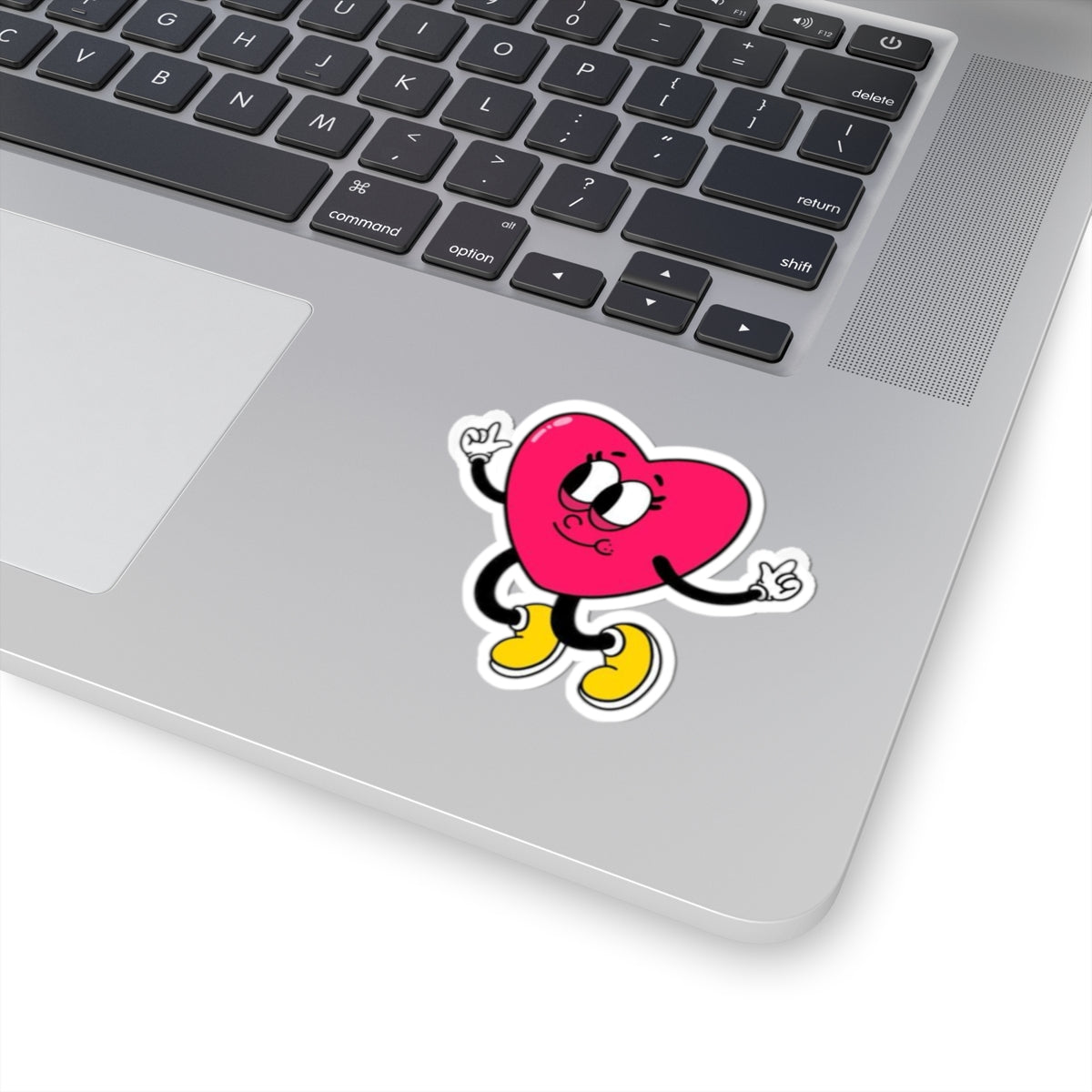 Dancing Heart Kiss-Cut Sticker — Cute Retro Cartoon Sticker for Laptops & Gifts