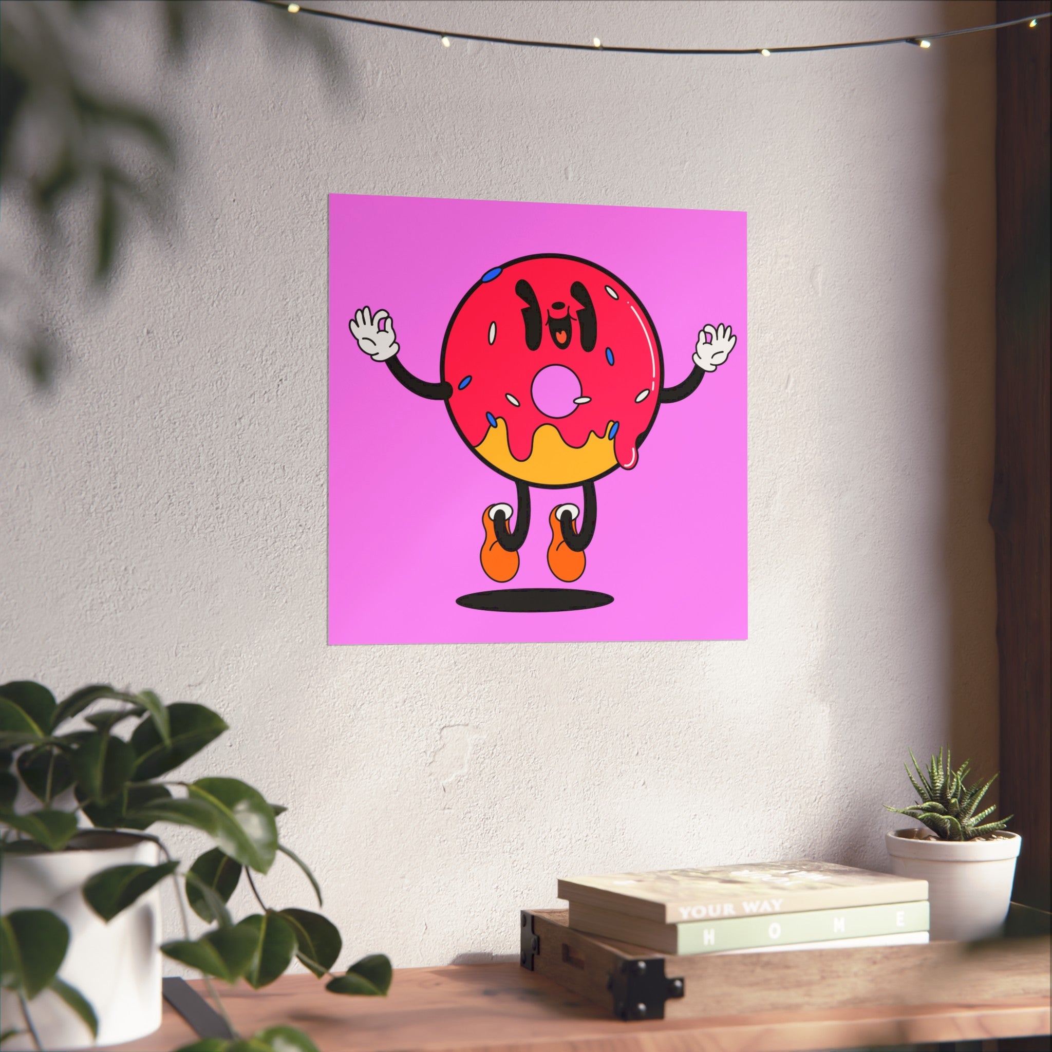 Donut Bounce Fine Art Poster — Cute Pink Sprinkles Wall Art