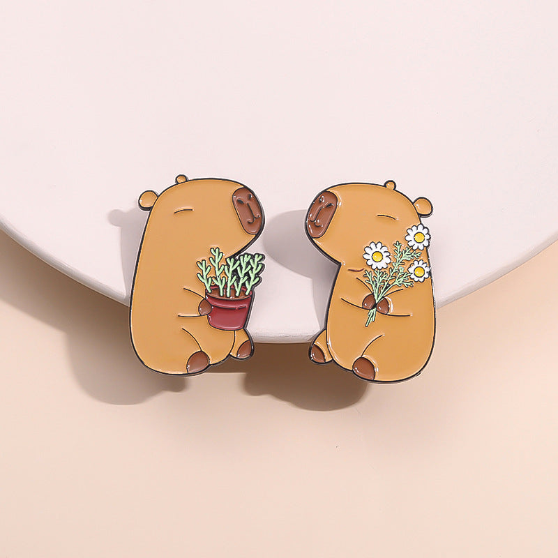 Cute Cartoon Capybara Brooch In A Charming Animal Design