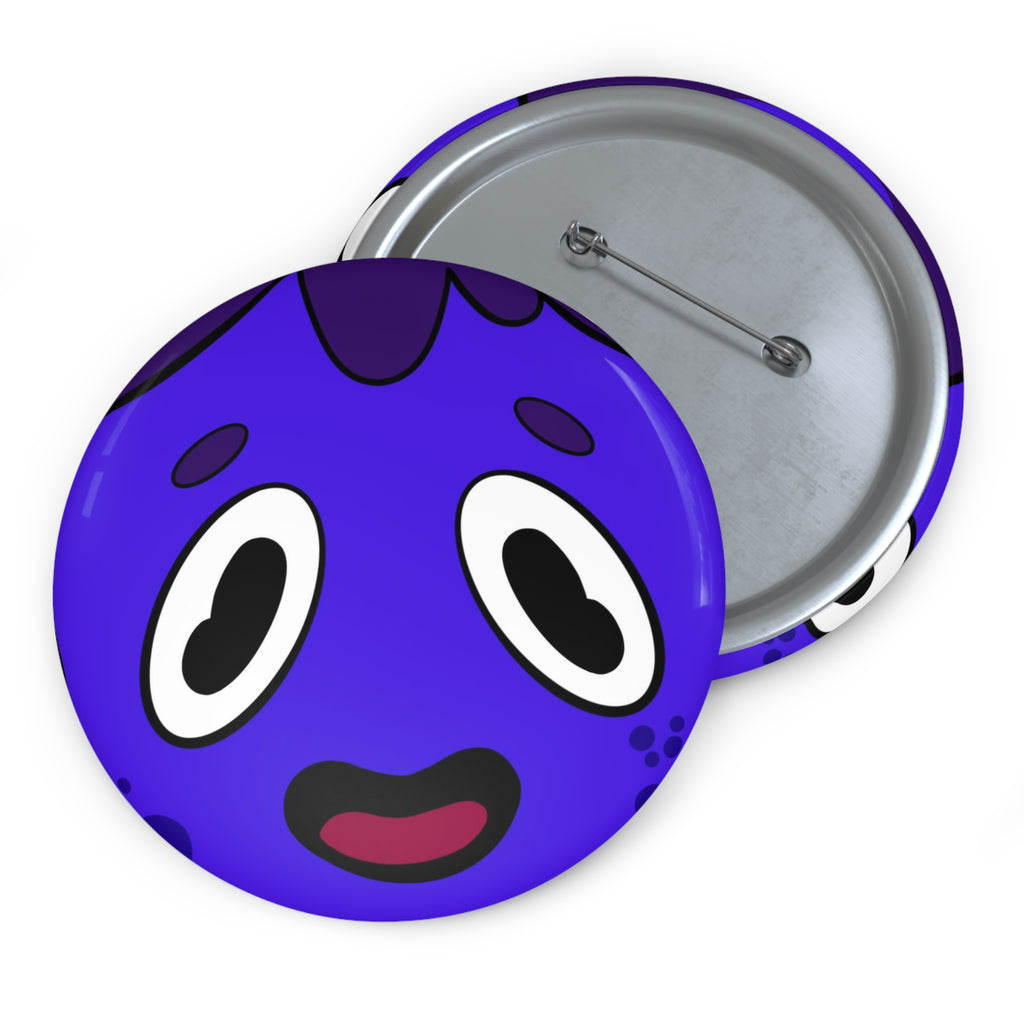 Cute Purple Monster Pin Button — Kawaii Cartoon Face Enamel Style Badge