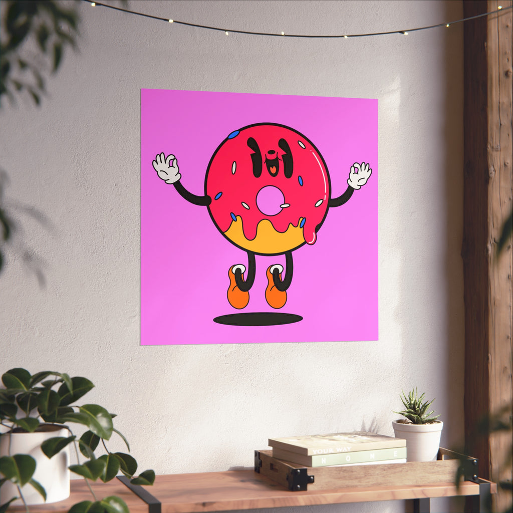 Donut Bounce Fine Art Poster — Cute Pink Sprinkles Wall Art