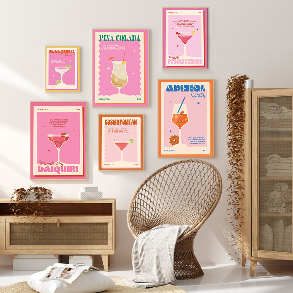 Cocktail Mojito Bar Vintage Wall Art Canvas Painting