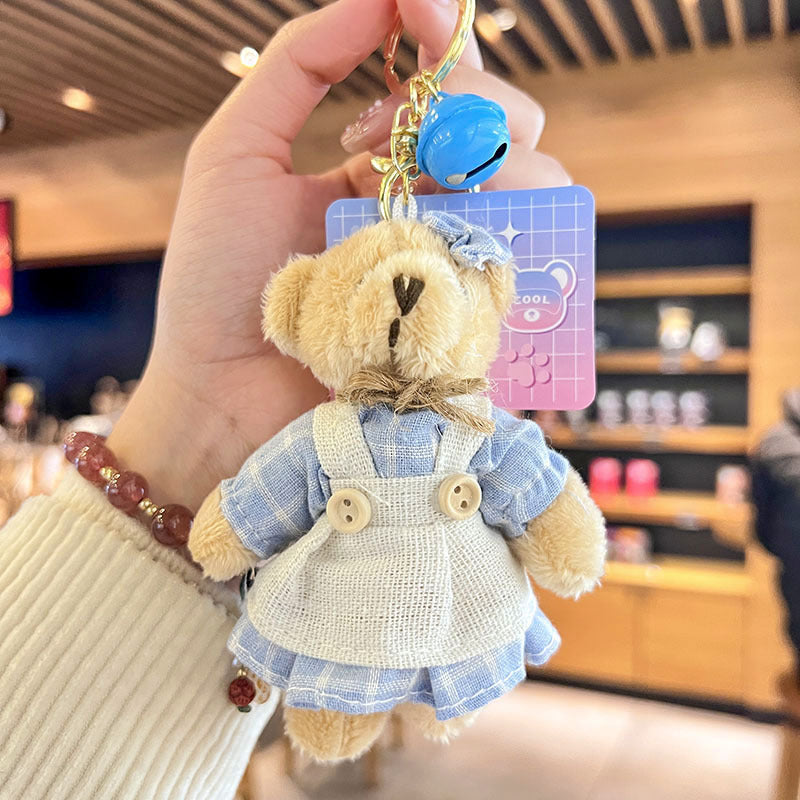 Cartoon Key Button Plush Sackcloth Bear Doll Schoolbag Pendant