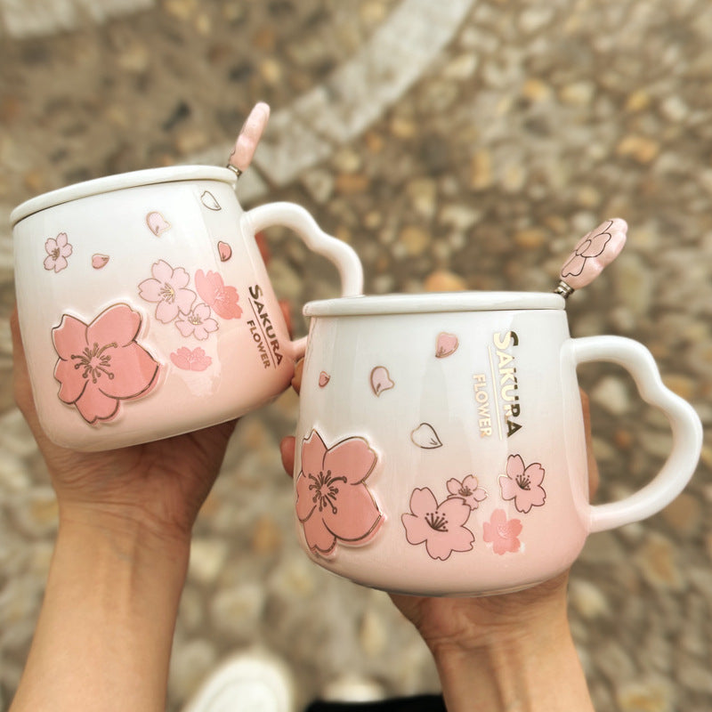 Household Creative Japanese Cherry Blossom Ceramic Cup