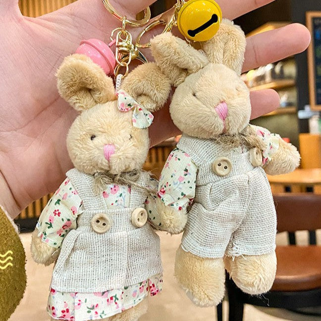Cartoon Key Button Plush Sackcloth Bear Doll Schoolbag Pendant