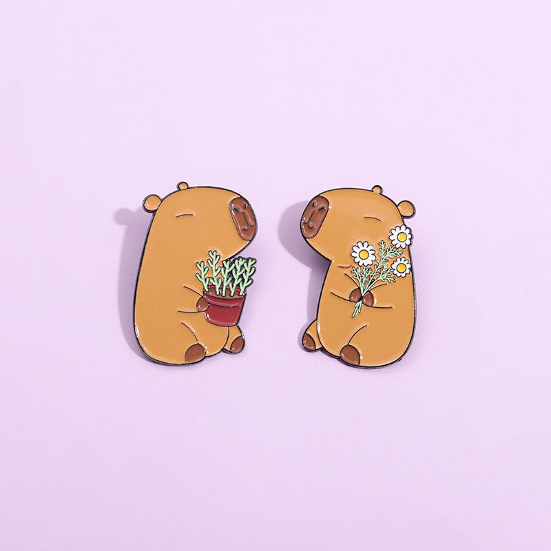 Cute Cartoon Capybara Brooch In A Charming Animal Design