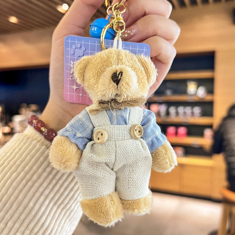 Cartoon Key Button Plush Sackcloth Bear Doll Schoolbag Pendant